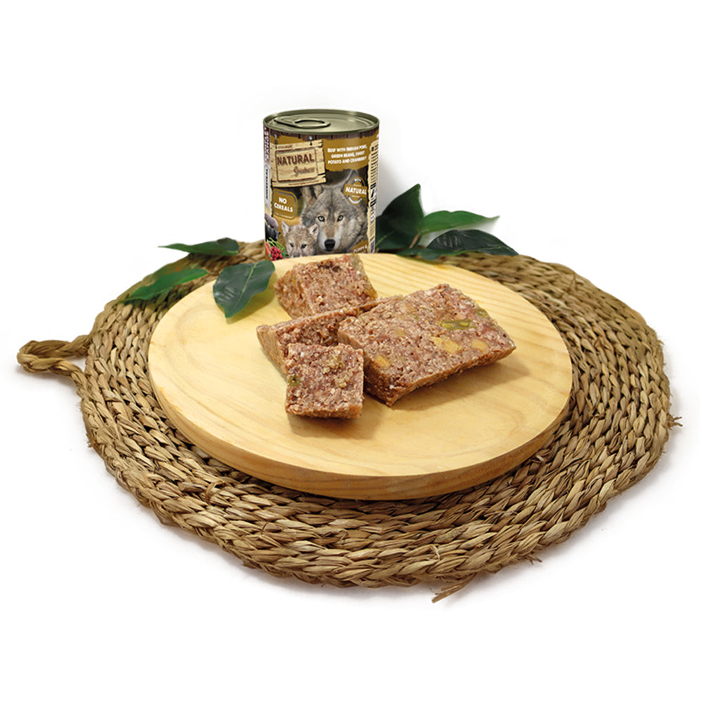 Beef Pork Green Beans Sweet Potato & Cranberries Recipe Hypoallergenic Complete Wet Dog Food Natural Greatness - 6x 400g