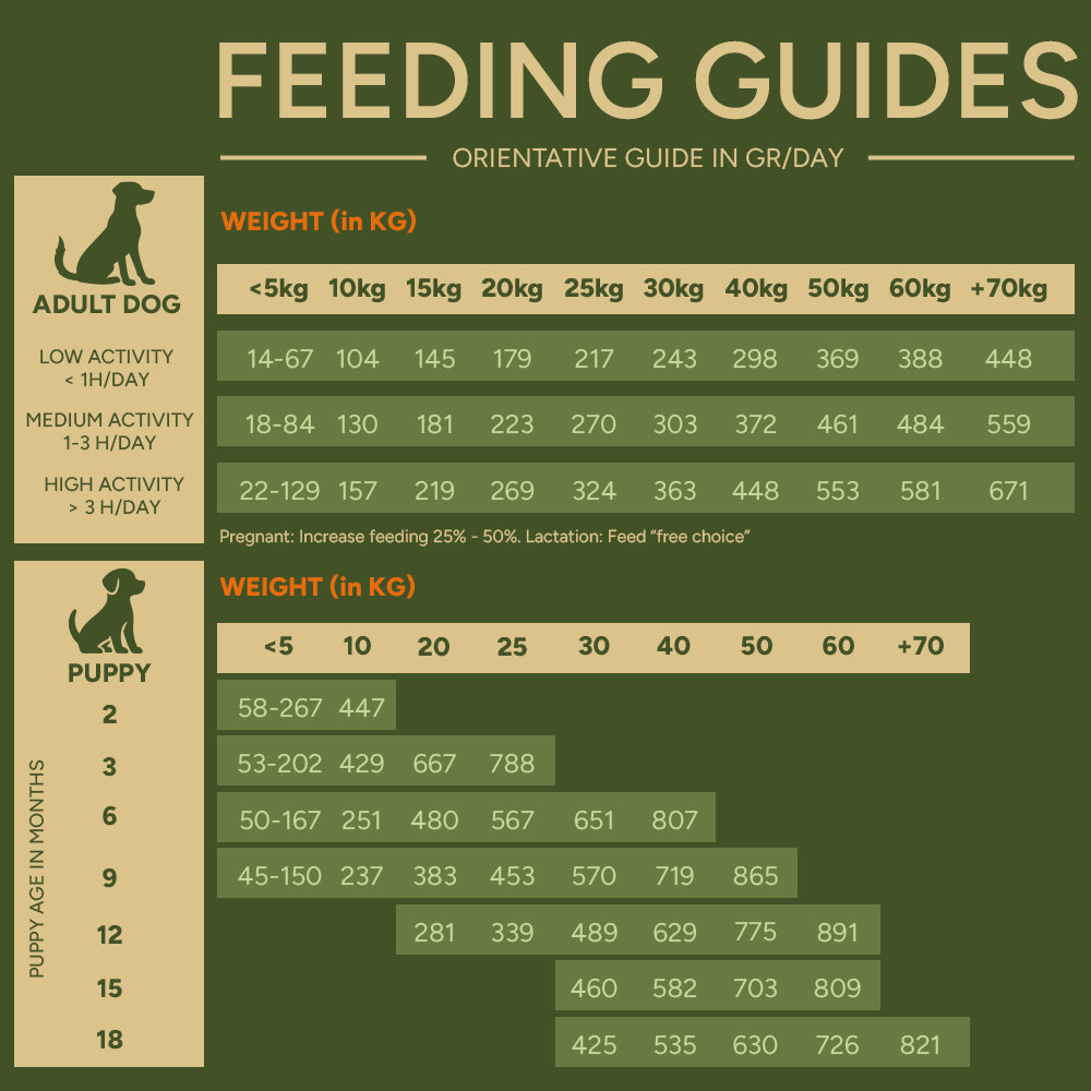 Feeding guide breakdown for Natural Greatness Wild Recipe formula