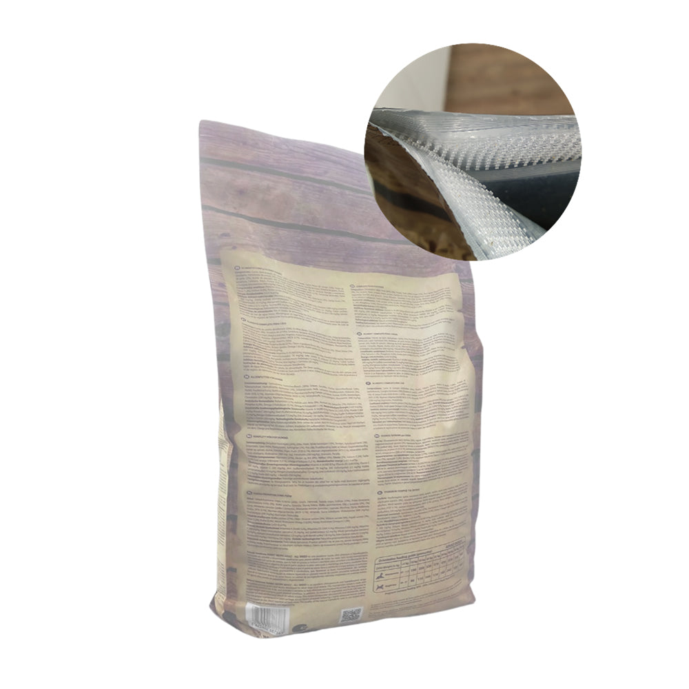 Velcro closure shown on Natural Greatness Rabbit Recipe packaging